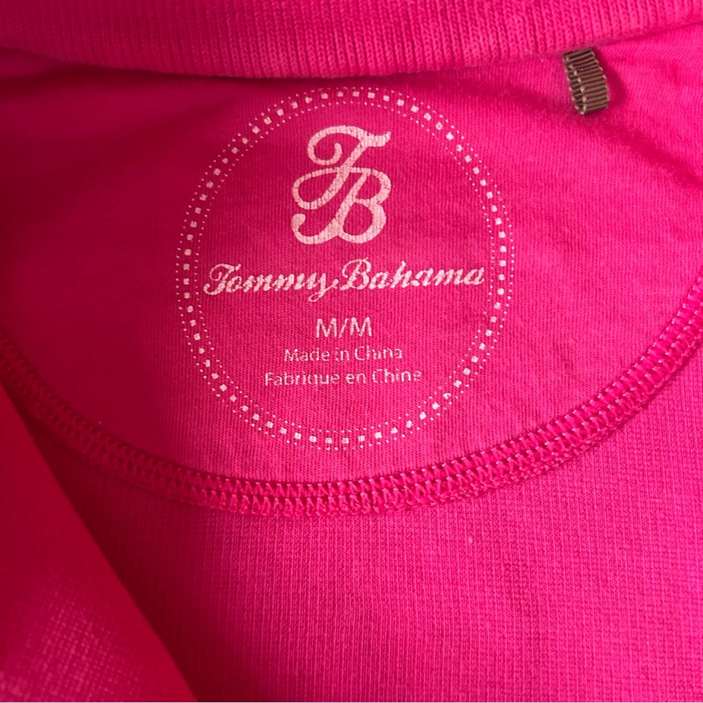 Tommy Bahama 1/2 Zip Cotton Sweater Pink Long Sleeve Pullover Women’s M Preppy - Picture 3 of 10